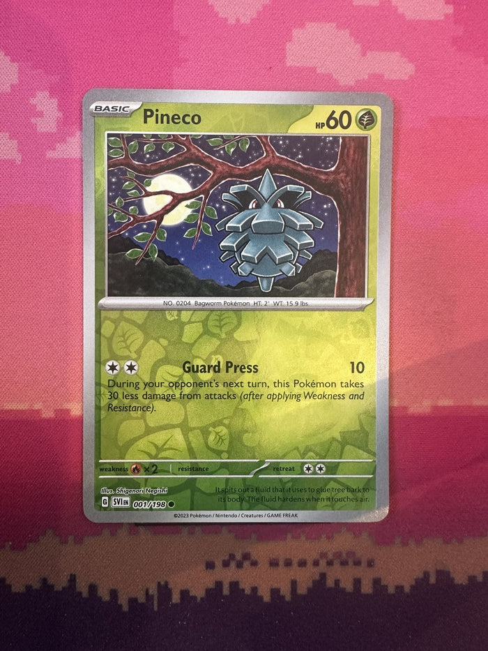 Pokemon Card Pineco Scarlet & Violet Base Reverse Holo 001/198 Near Mint