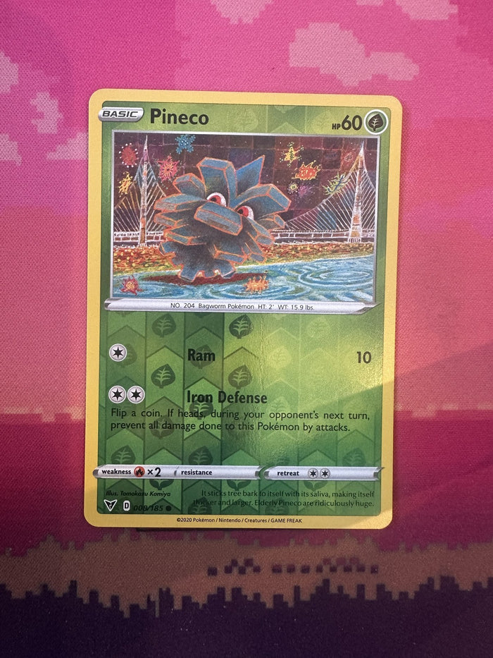 Pokemon Card Pineco Vivid Voltage Reverse Holo 008/185 Near Mint