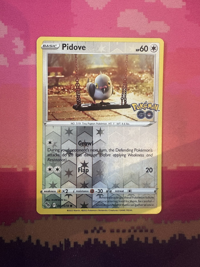 Pokemon Card Pidove Pokemon GO Reverse Holo 061/078 Near Mint