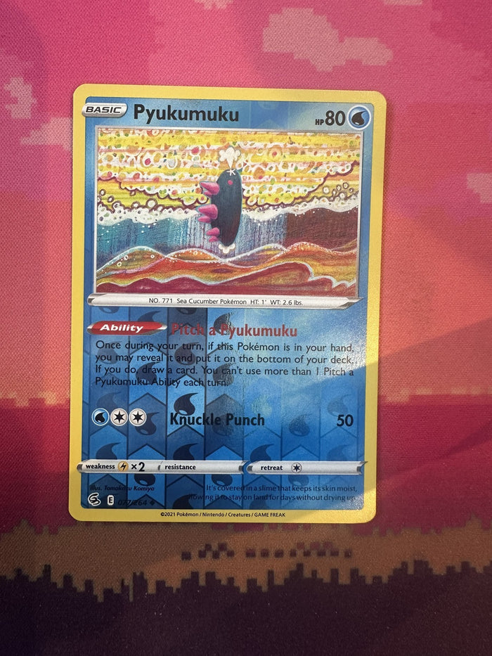 Pokemon Card Pyukumuku Fusion Strike Reverse Holo 047/264 Near Mint