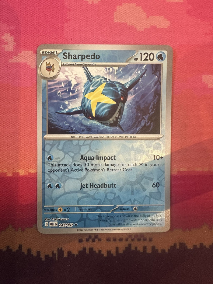 Pokemon Card Sharpedo Obsidian Flames Reverse Holo 047/197 NM