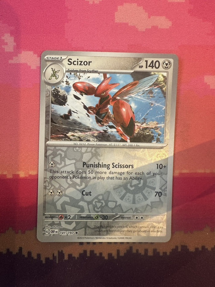 Pokemon Card Scizor Obsidian Flames Reverse Holo 141/197 NM