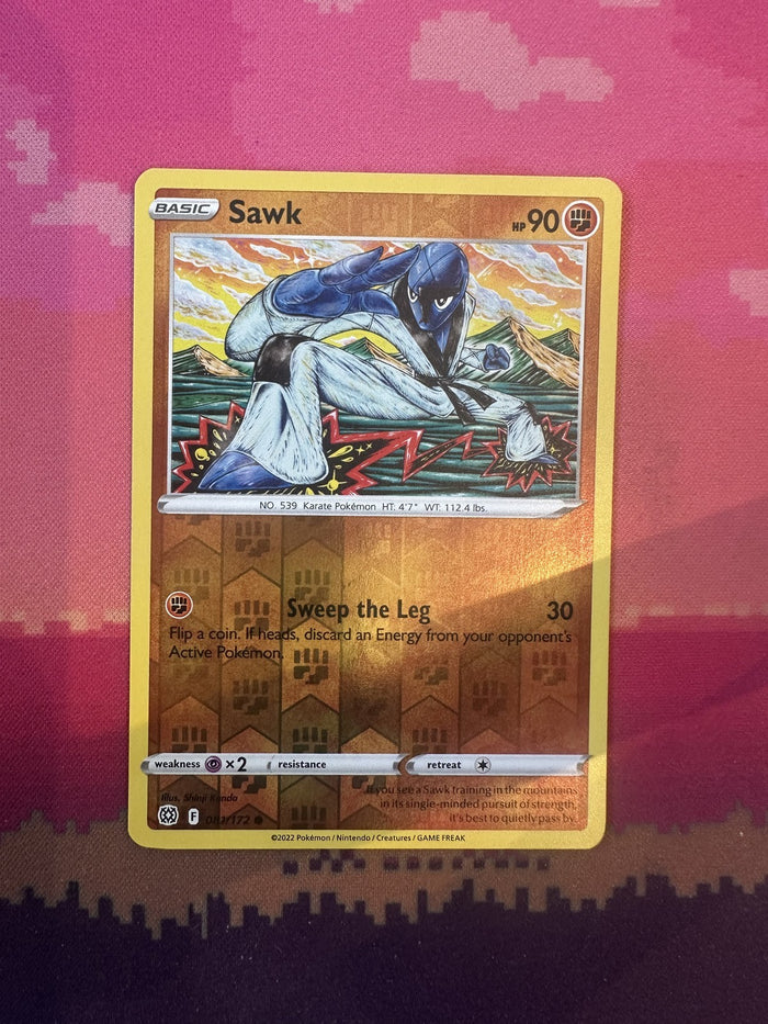 Pokemon Card Sawk Brilliant Stars Reverse Holo 013/172 Near Mint