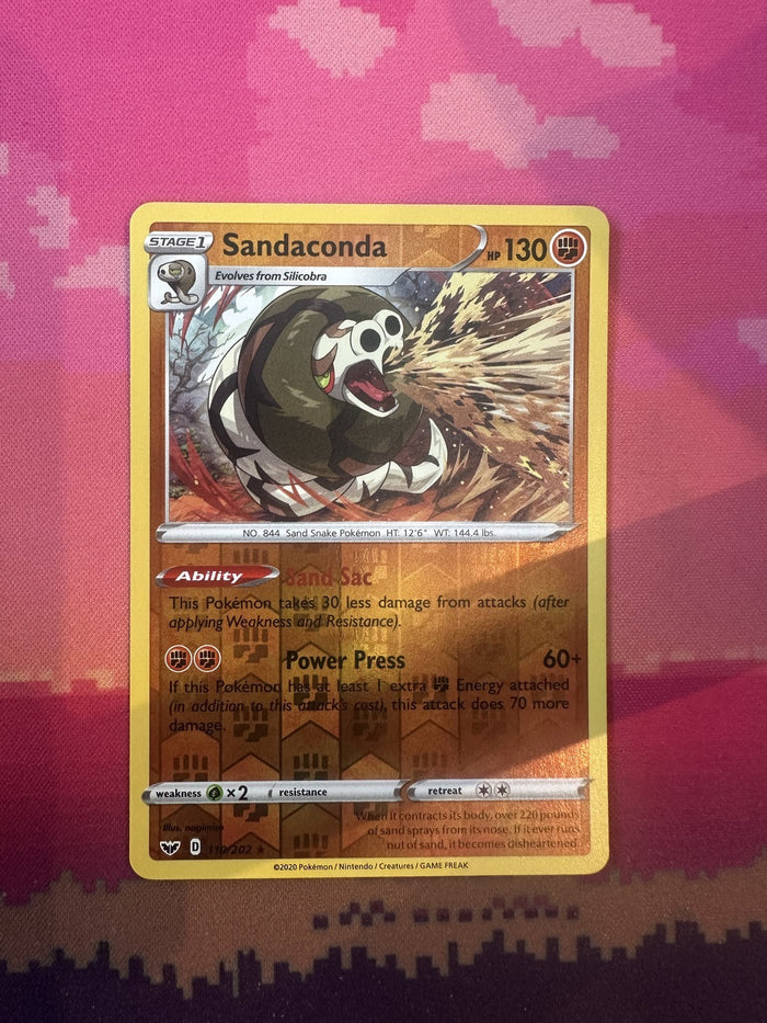 Pokemon Card Sandaconda Sword & Shield Reverse Holo 110/202 Near Mint