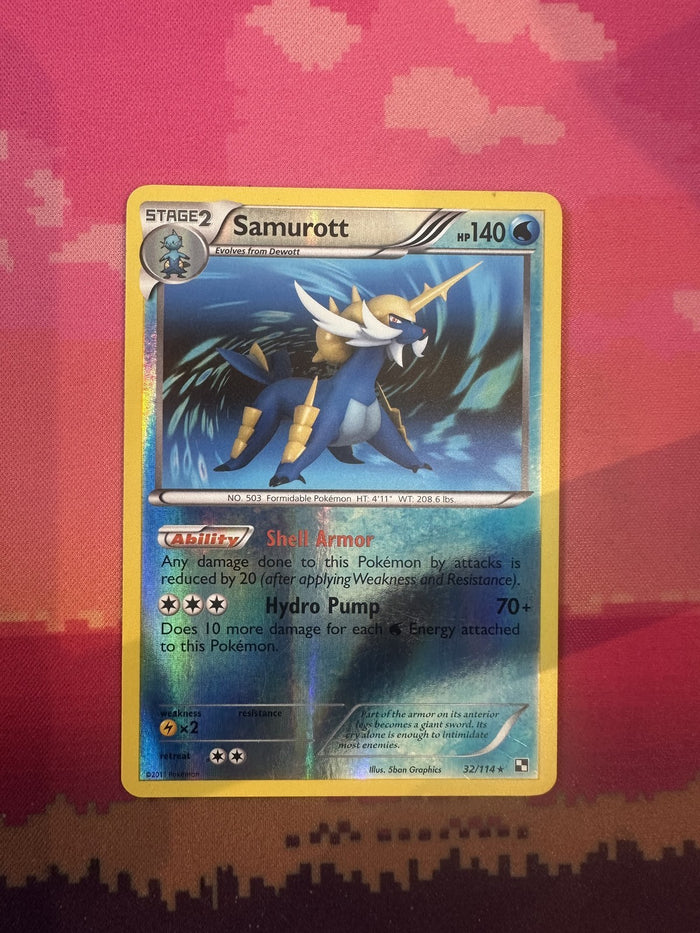 Pokemon Card Samurott Black & White Reverse Holo 32/114 Near Mint