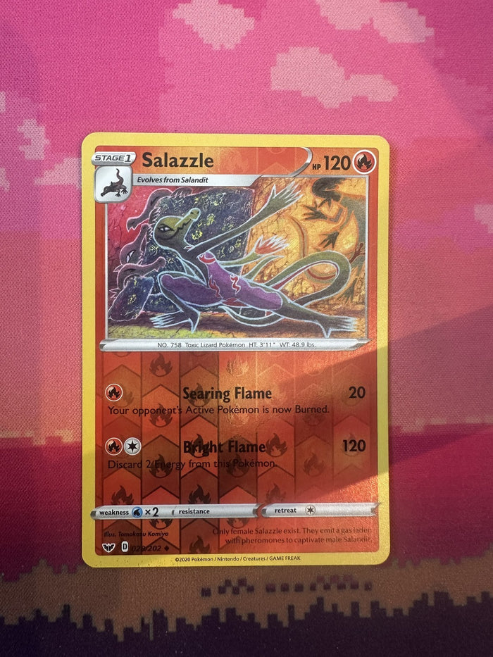 Pokemon Card Salazzle Sword & Shield Reverse Holo 020/202 Near Mint