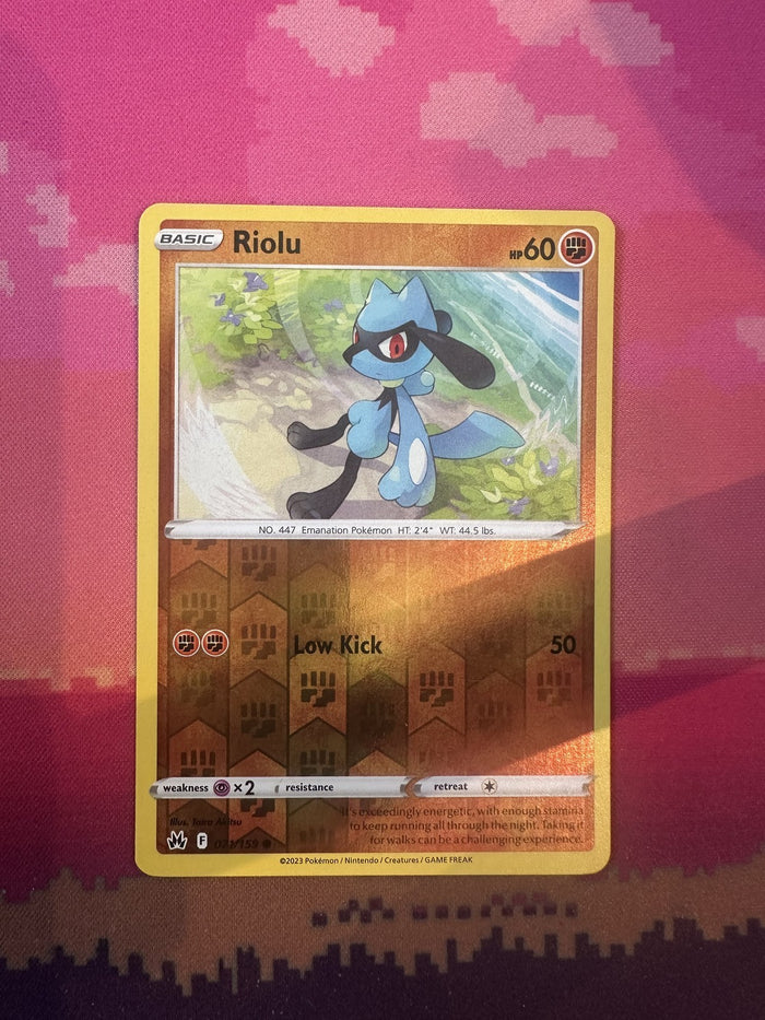 Pokemon Card Riolu Reverse Crown Zenith Reverse Holo 071/159 Near Mint