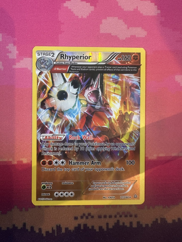 Pokemon Card Rhyperior Primal Clash Reverse Holo 77/160 Near Mint