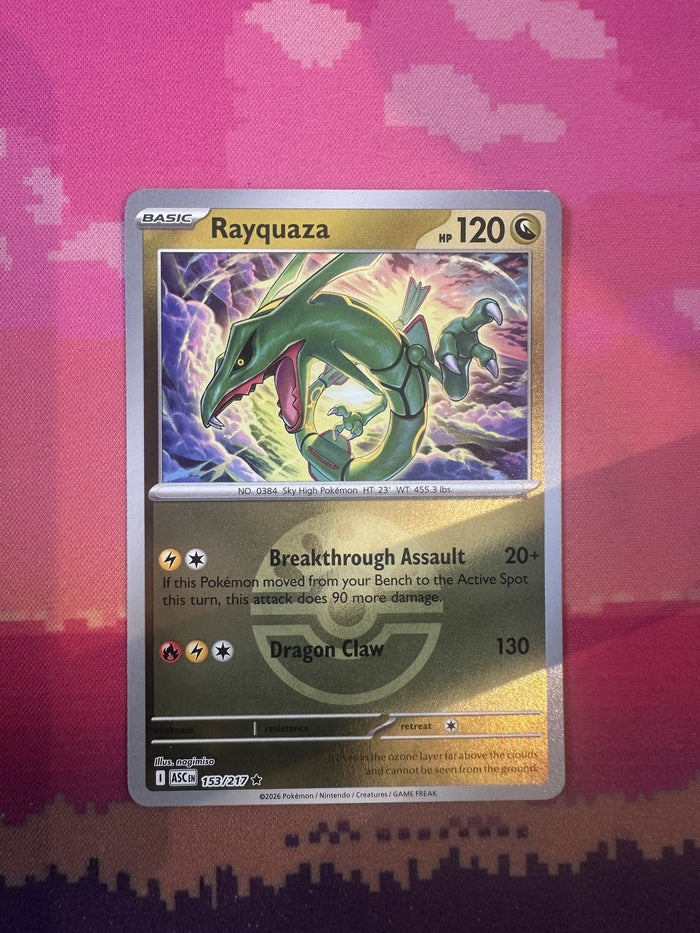 Pokemon Card Rayquaza Ascended Heroes Reverse Holo Rare 153/217 NM