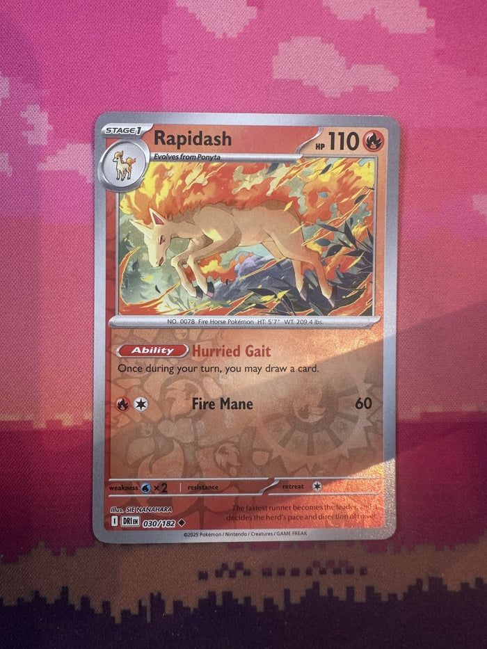 Pokemon Card Rapidash Destined Rivals Reverse Holo 030/182 Near Mint