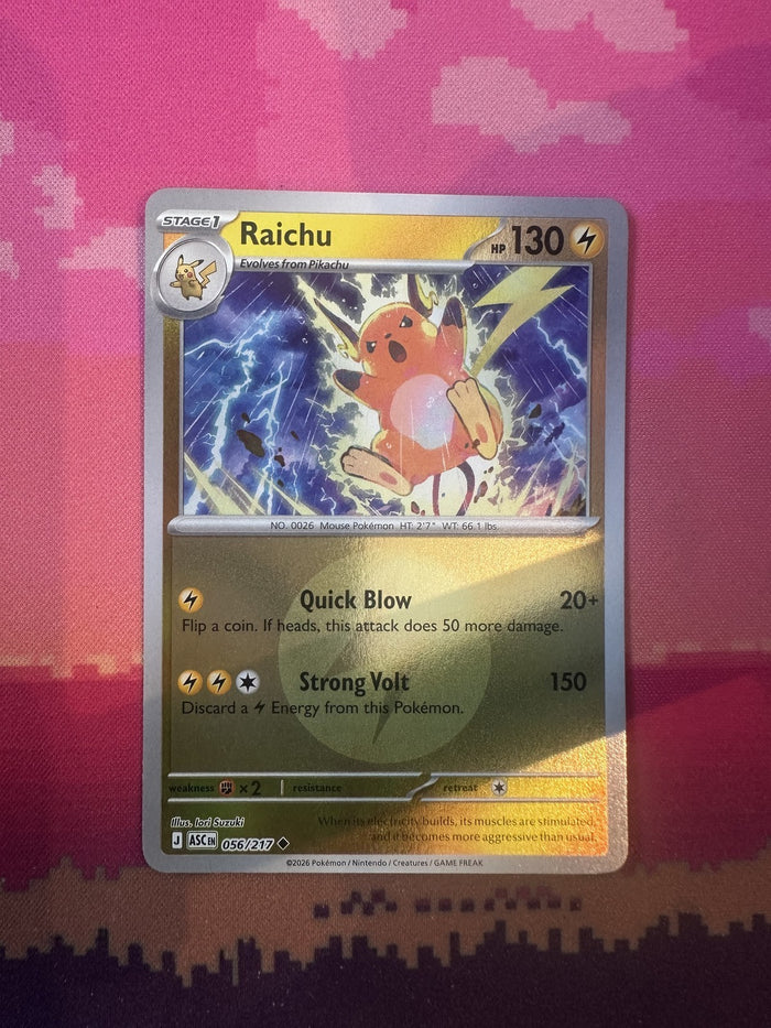 Pokemon Card Raichu Ascended Heroes Reverse Holo 056/217 NM