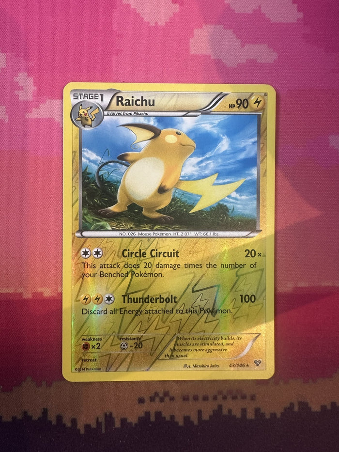 Pokemon Card Raichu XY Base Set Reverse Holo 43/146 Near Mint