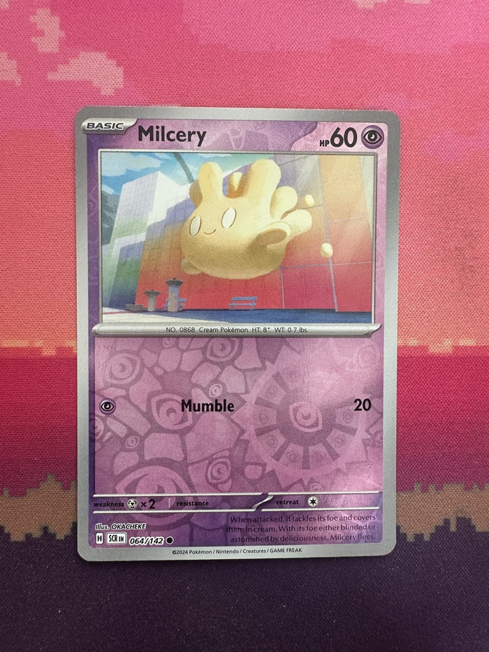 Pokemon Card Milcery Stellar Crown Reverse Holo 064/142 Near Mint