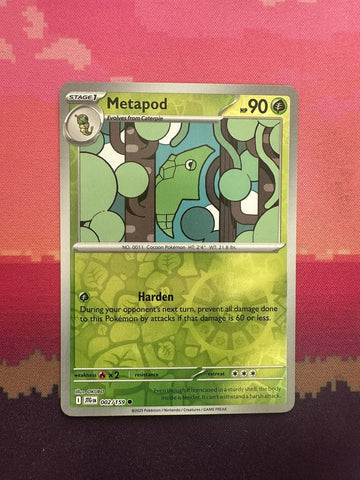 Pokemon Card Metapod Journey Together Reverse Holo 002/159 Near Mint