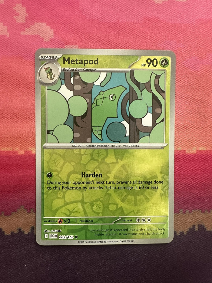 Pokemon Card Metapod Journey Together Reverse Holo 002/159 Near Mint