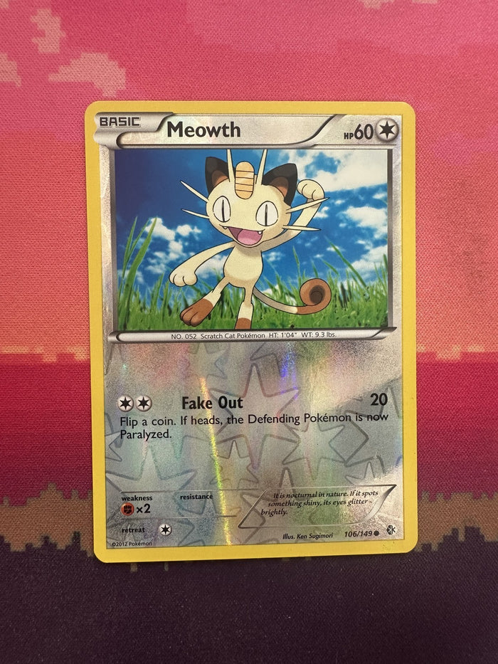 Pokemon Card Meowth Boundaries Crossed Reverse Holo 106/149 Near Mint