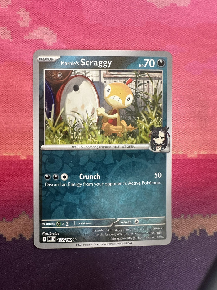 Pokemon Card Marnie's Scraggy Destined Rivals Reverse Holo 132/182 Near Mint