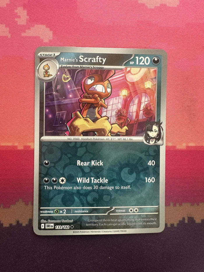 Pokemon Card Marnie's Scrafty Destined Rivals Reverse Holo 133/182 Near Mint