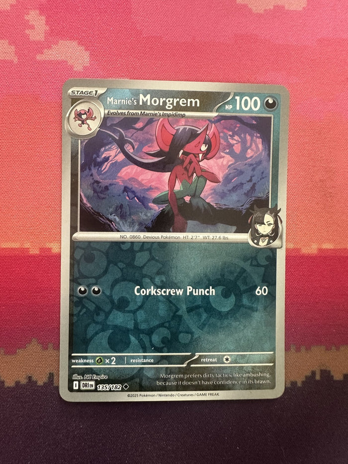 Pokemon Card Marnie's Morgrem Destined Rivals Reverse Holo 135/182 Near Mint