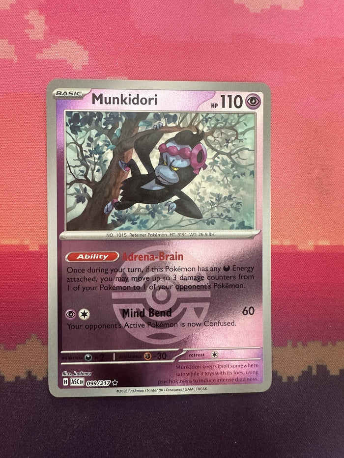Pokemon Card Munkidori Ascended Heroes Reverse Holo Rare 099/217 NM