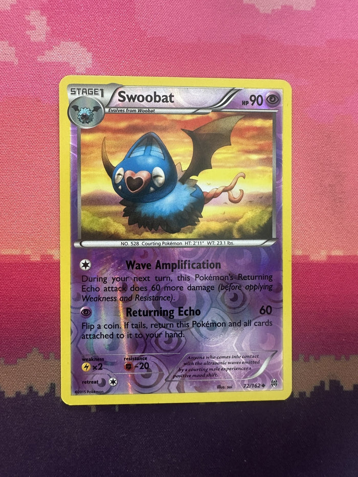 Pokemon Card Swoobat XY BREAKthrough Reverse Holo 72/162 Near Mint