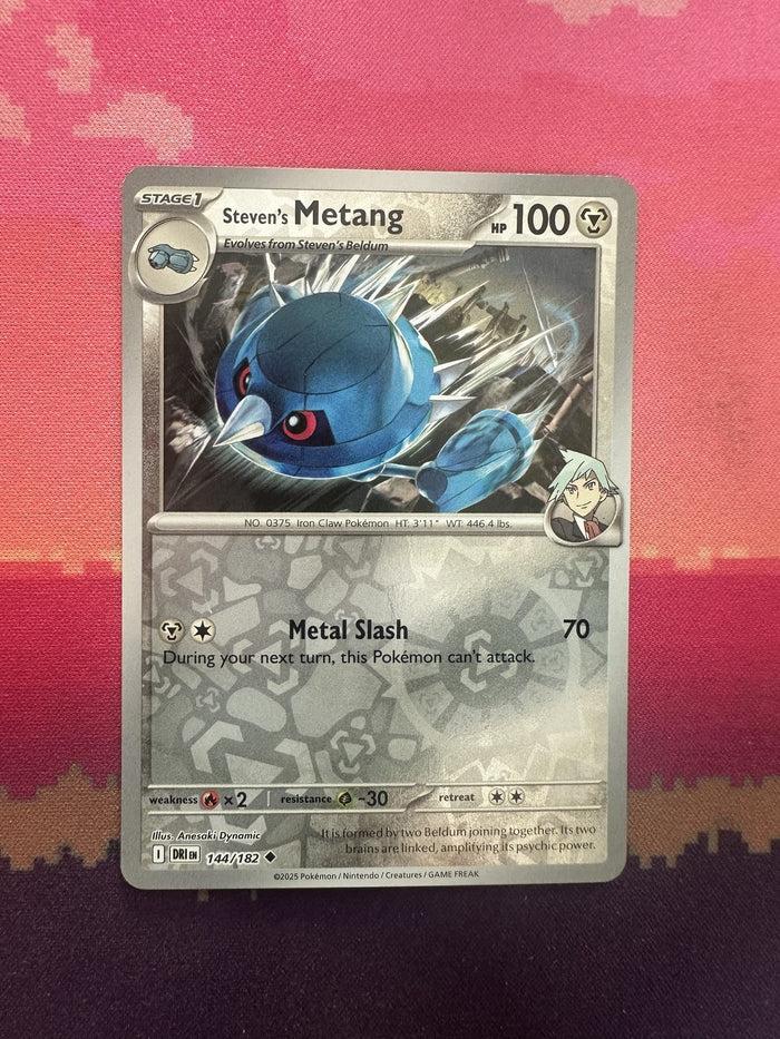 Pokemon Card Steven's Metang Destined Rivals Reverse Holo 144/182 Near Mint