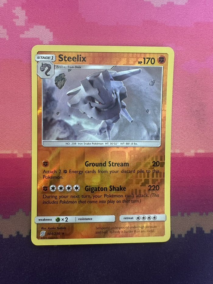 Pokemon Card Steelix Holo Cosmic Eclipse Reverse Holo Rare 104/236 Near Mint