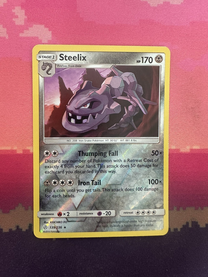 Pokemon Card Steelix Cosmic Eclipse Reverse Holo Rare 139/236 Near Mint