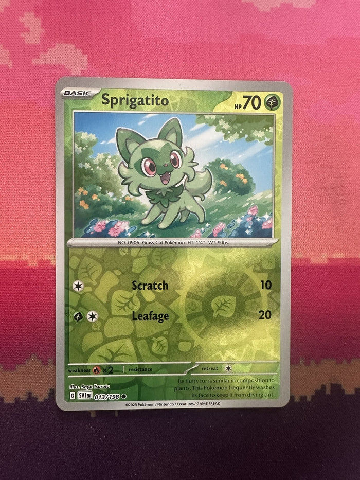 Pokemon Card Sprigatito Scarlet & Violet Base Reverse Holo 013/198 Near Mint