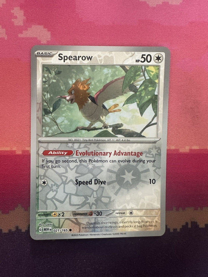 Pokemon Card Spearow Scarlet & Violet 151 Reverse Holo 021/165 Near Mint