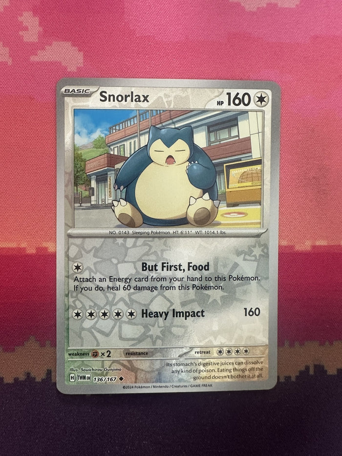 Pokemon Card Snorlax Twilight Masquerade Reverse Holo 136/167 Near Mint