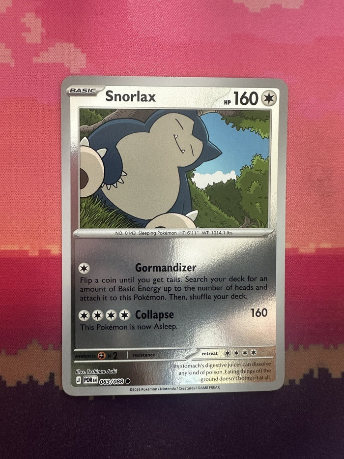 Pokemon Card Snorlax Perfect Order Reverse Holo 063/088 NM
