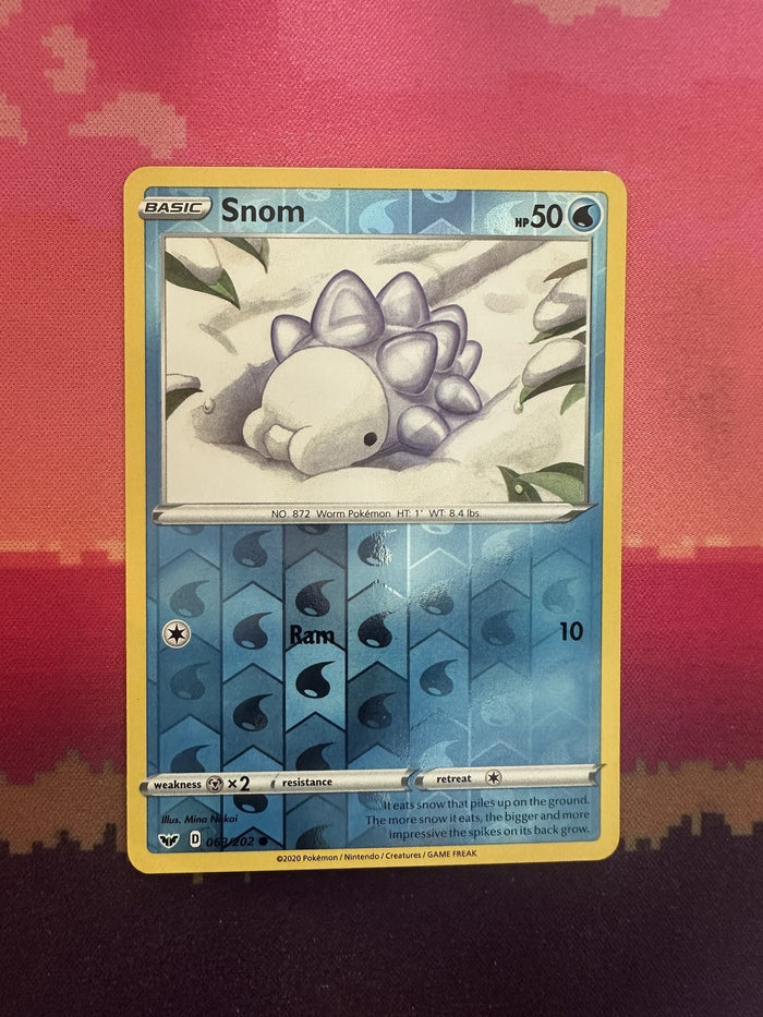 Pokemon Card Snom Sword & Shield Reverse Holo 063/202 Near Mint