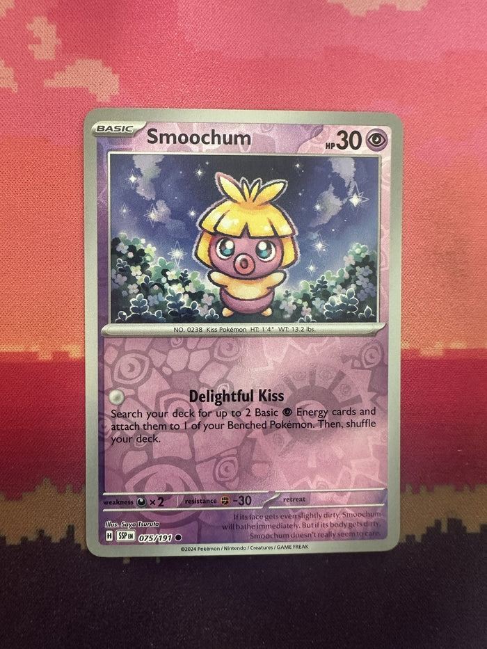 Pokemon Card Smoochum Surging Sparks Reverse Holo 075/191 Near Mint