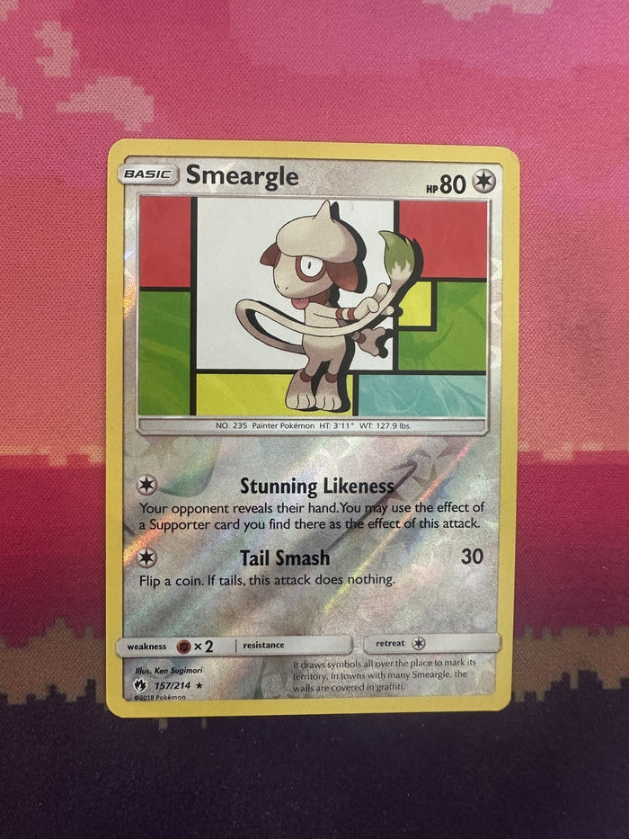 Pokemon Card Smeargle Lost Thunder Reverse Holo Rare 157/214 Near Mint