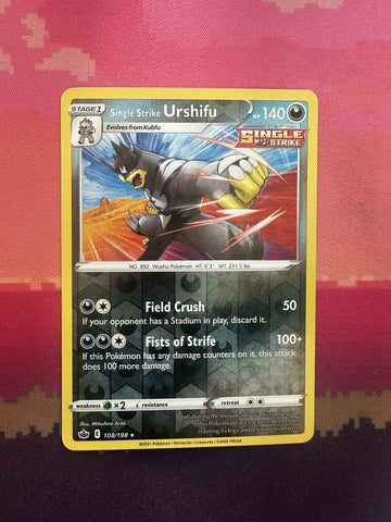 Pokemon Card Single Strike Urshifu Chilling Reign Reverse Holo 108/198 Near Mint