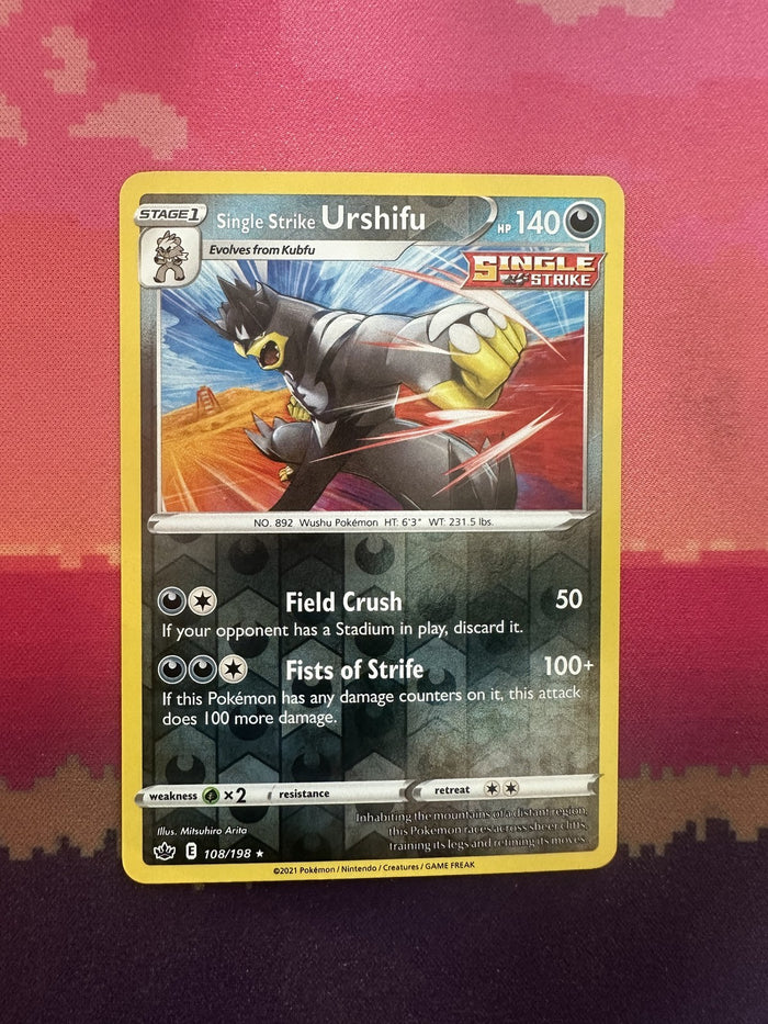 Pokemon Card Single Strike Urshifu Chilling Reign Reverse Holo 108/198 Near Mint