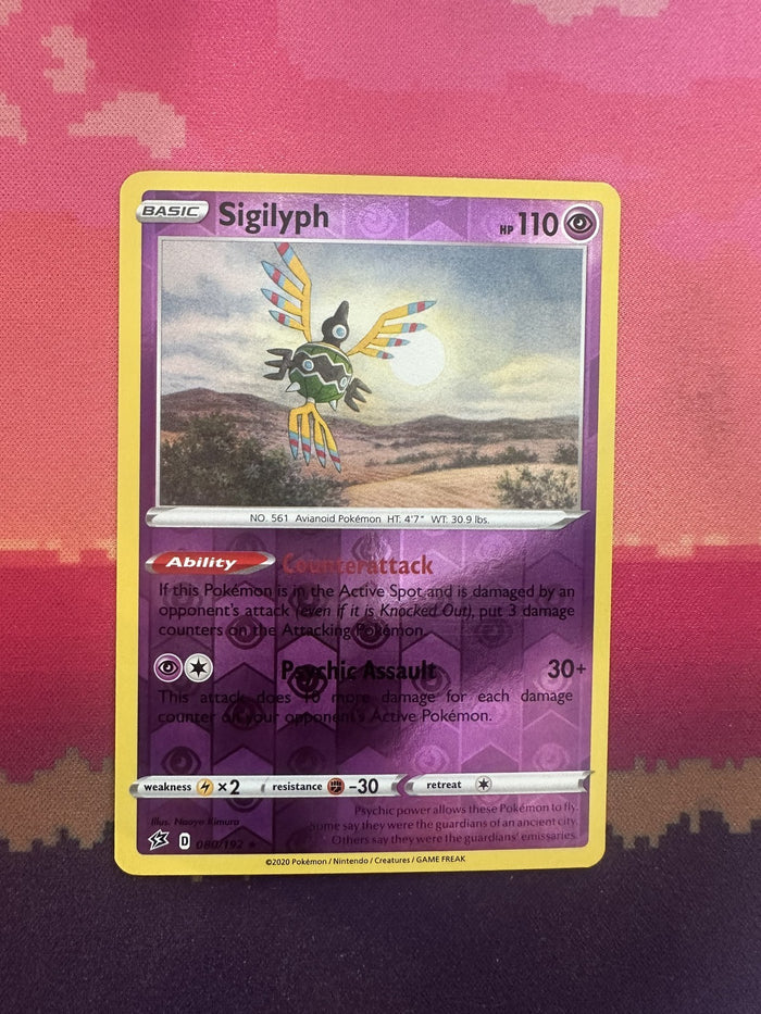 Pokemon Card Sigilyph Rebel Clash Reverse Holo 080/192 Near Mint