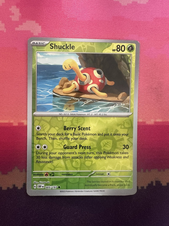 Pokemon Card Shuckle Obsidian Flames Reverse Holo 005/197 Near Mint