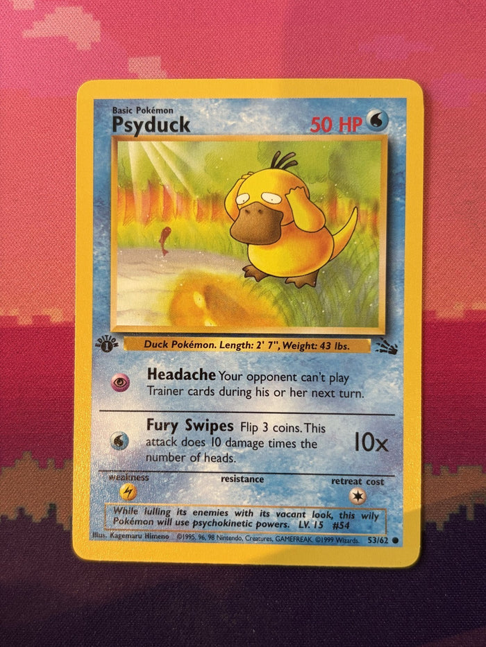 Pokemon Card Psyduck Fossil 1st Edition Common 53/62 Near Mint