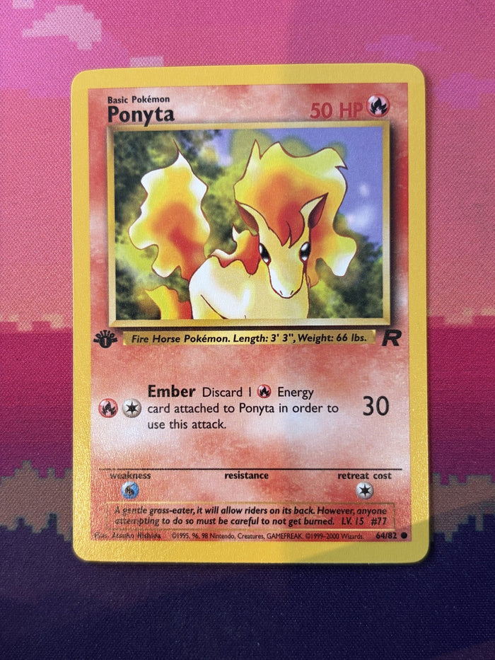 Pokemon Card Ponyta Team Rocket 1st Edition Common 64/82 Near Mint