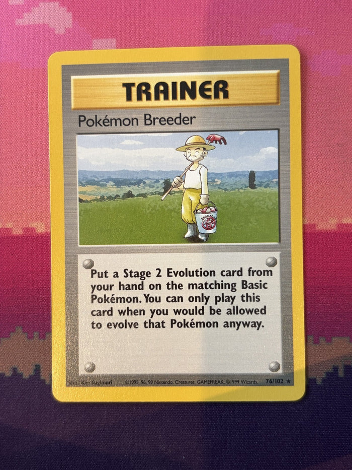 Pokemon Card Pokemon Breeder Base Set Rare 76/102 Near Mint