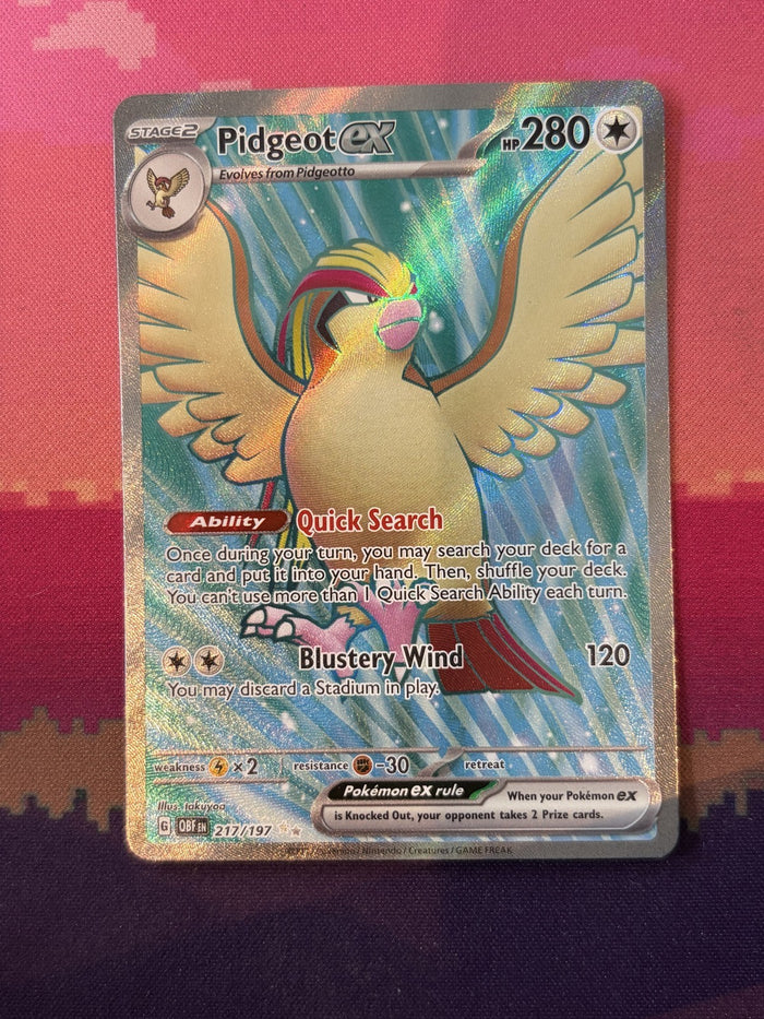 Pokemon Card Pidgeot ex Obsidian Flames Ultra Rare 217/197 NM