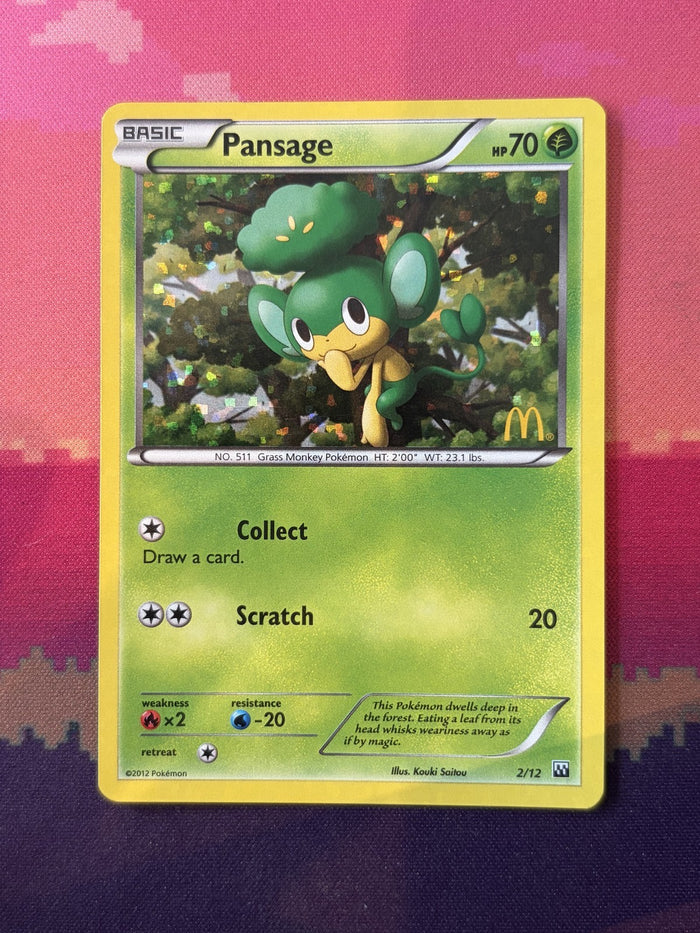 Pokemon Card Pansage McDonald's Collection 2012 Holo Rare 2/12 Near Mint