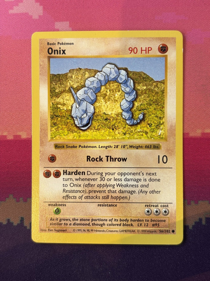 Pokemon Card Onix Base Set SHADOWLESS Common 56/102 Near Mint