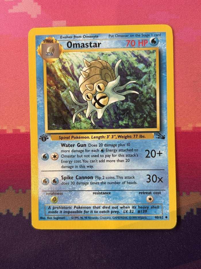 Pokemon Card Omastar Fossil 1st Edition Uncommon 40/62 Near Mint
