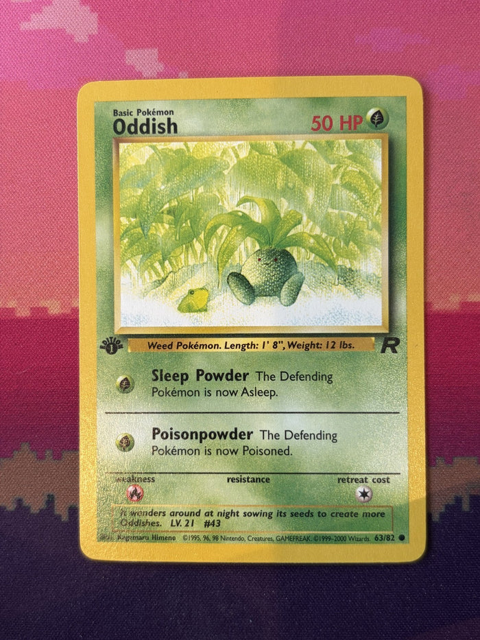 Pokemon Card Oddish Team Rocket 1st Edition Common 63/82 Near Mint