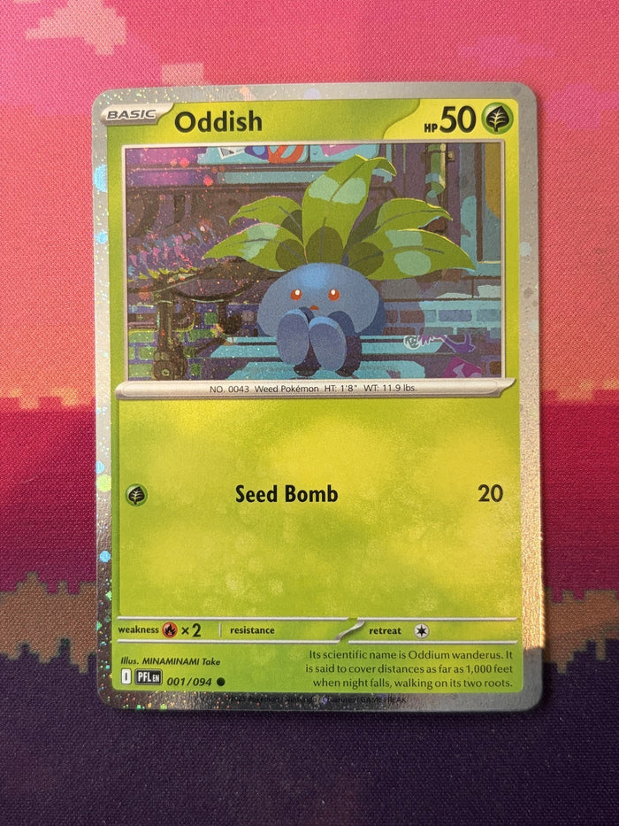Pokemon Card Oddish Phantasmal Flames Cosmo Holo 001/094 Near Mint