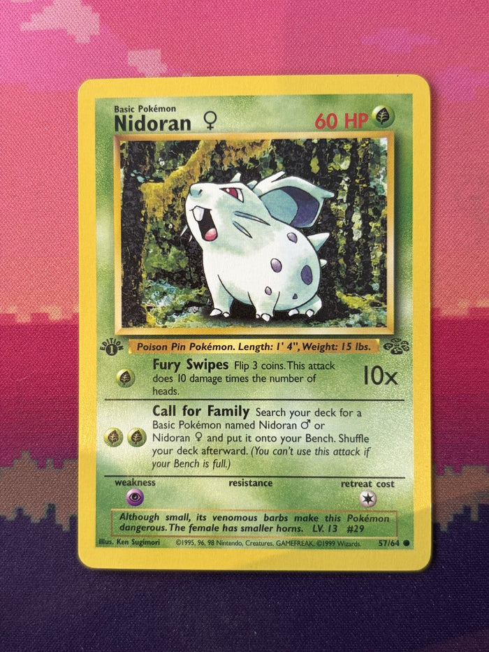 Pokemon Card Nidoran Jungle 1st Edition Common 57/64 Near Mint