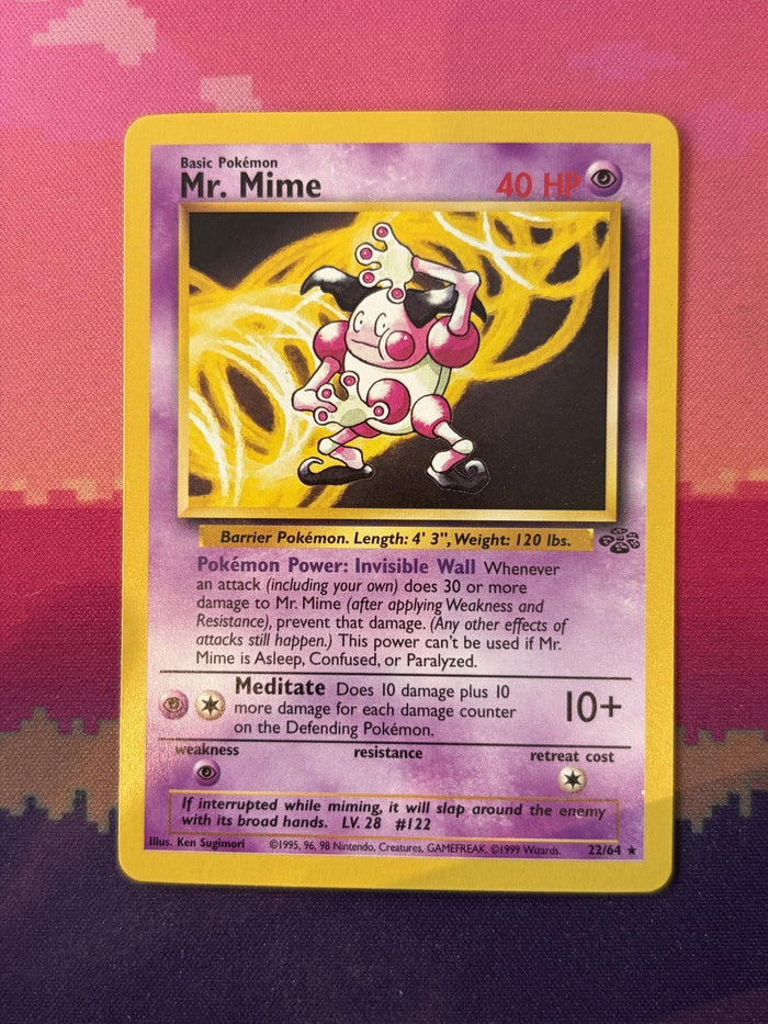 Pokemon Card Mr. Mime Jungle Rare 22/64 Near Mint